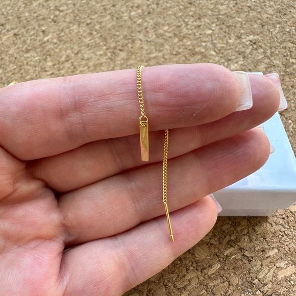 NEW IN BOX Hey June 14K Gold Filled Backdrop Threader Earrings - Picture 2 of 2